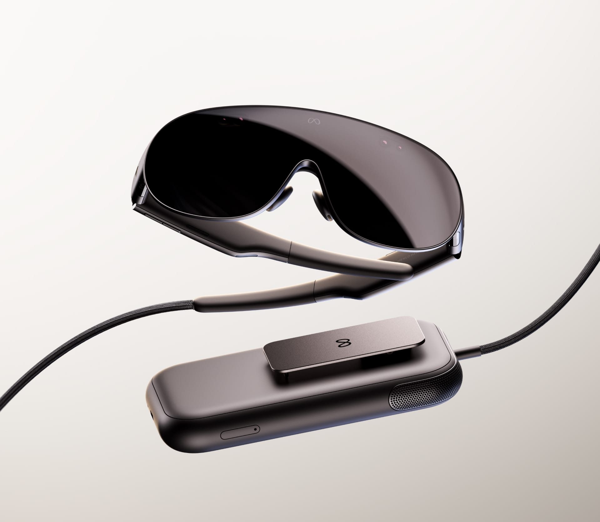 Meta VR Glasses con il modulo esterno collegato via cavo